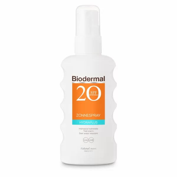 Biodermal Zonnespray Hydraplus SPF 20 - 175ml | Intensieve Hydratatie, Waterresistent, Snelle Inwerking, UVA/UVB Bescherming