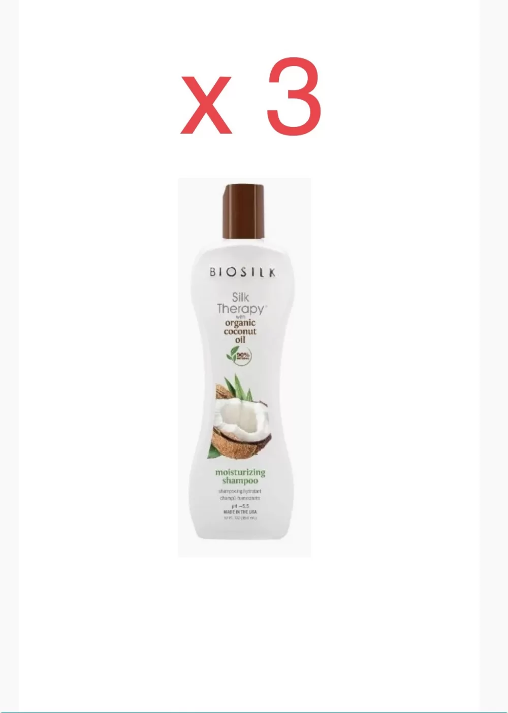 Biosilk Silk Therapy Coconut Oil Leave In Treatment 3x67ml – Hydratatie, Glans, Vermindert Pluizen, Parabeenvrij, Voor Gezond Haar