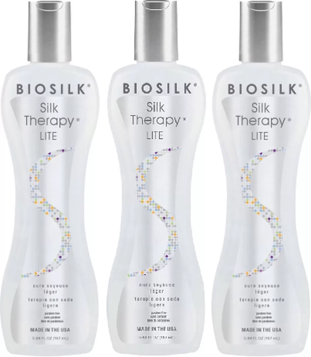 Biosilk Silk Therapy Lite Haarserum - 3x67ml, Lichtgewicht Leave-In, Voor Fijn Haar, Herstel, Glans, UV-Bescherming, Vrij van Parabenen