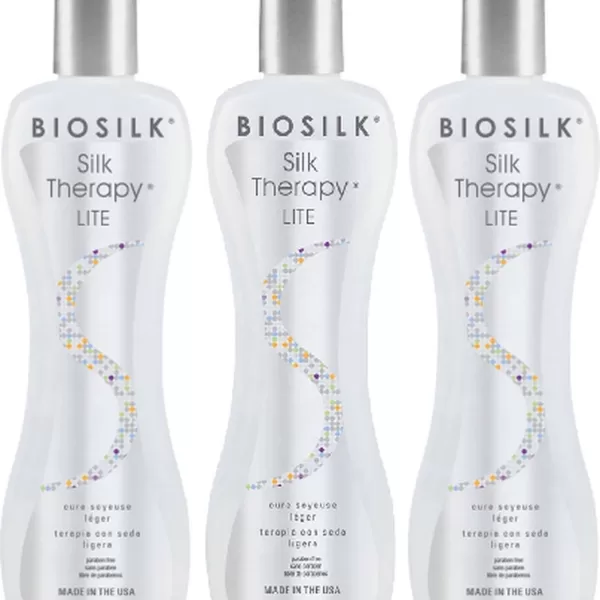 Biosilk Silk Therapy Lite Haarserum - 3x67ml, Lichtgewicht Leave-In, Voor Fijn Haar, Herstel, Glans, UV-Bescherming, Vrij van Parabenen