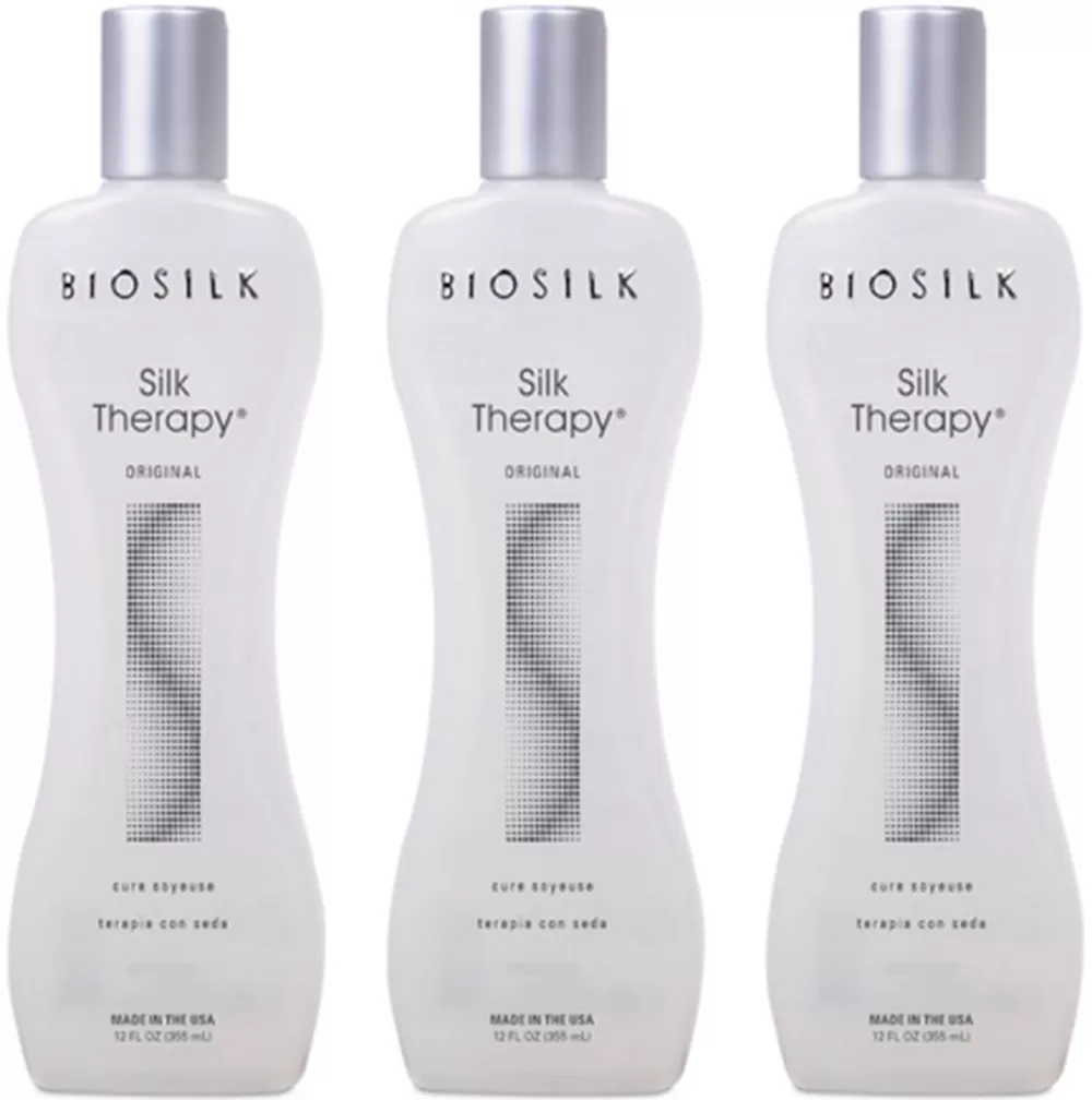 Biosilk Silk Therapy Original - Haarserum 3x 355 ml | Herstelt, Beschermt & Geeft Glans | UV-filter & Vitamine E