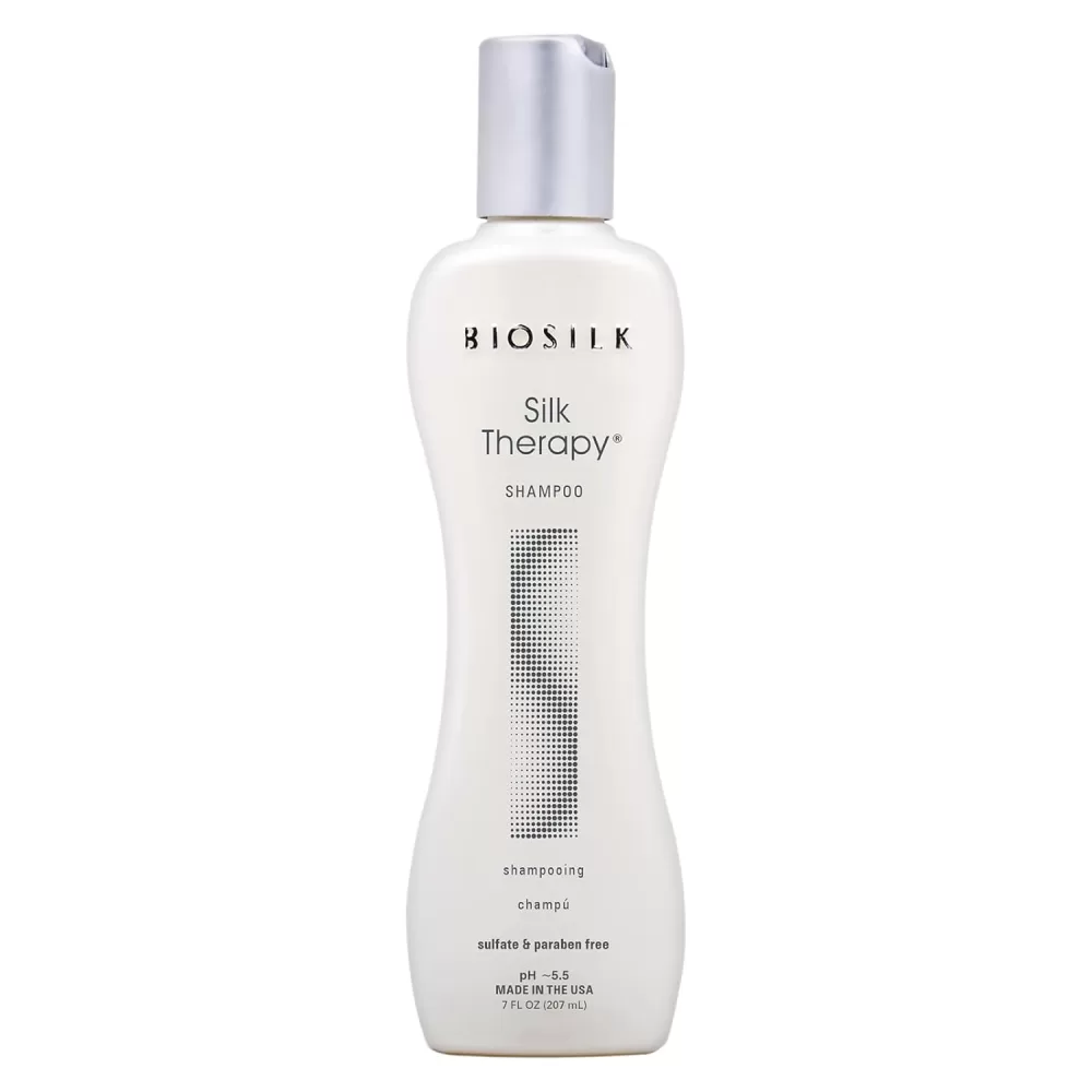 Biosilk Silk Therapy Shampoo 207ml - Zacht & Glanzend Haar, UV Bescherming, Siliconenvrij, Curly Girl Vriendelijk, Voedende Kruiden, Met Proteïne