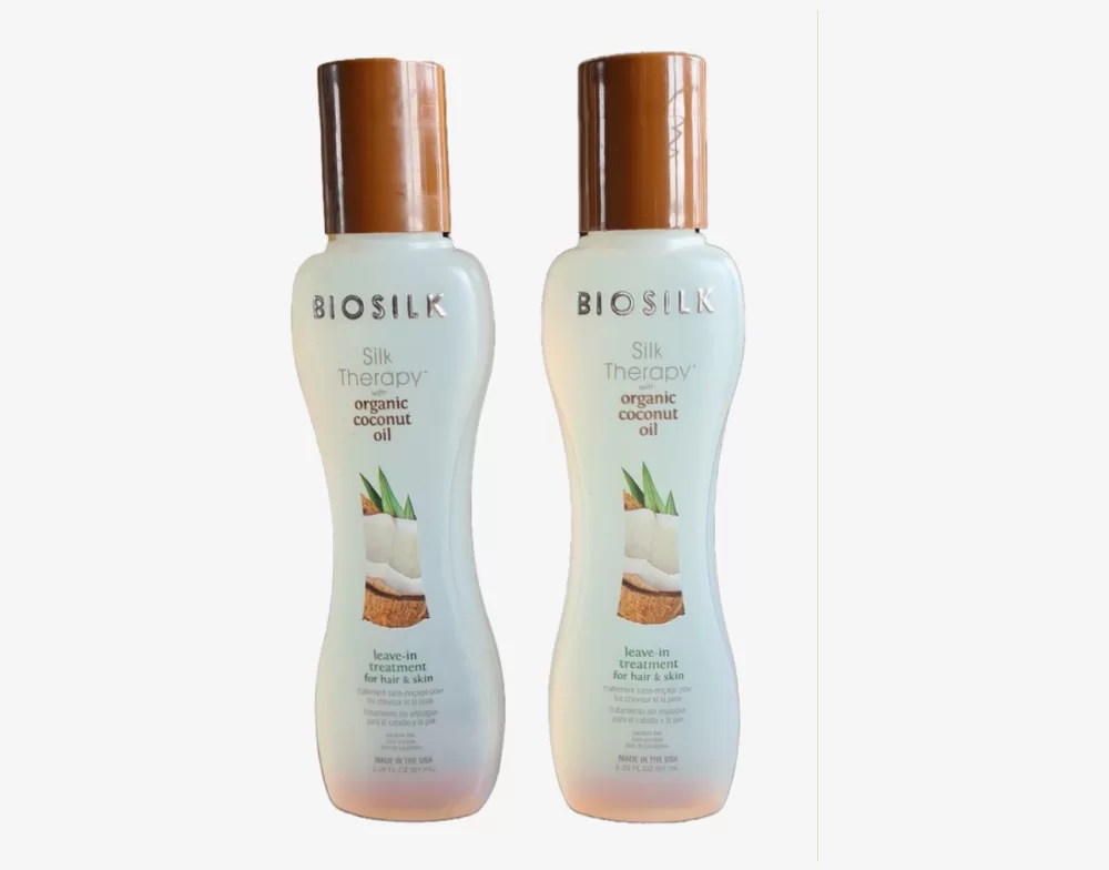 Biosilk Therapy Organic Coconut Oil 67 ml - Hydraterende Leave-In Behandeling voor Haar & Huid - 2 Stuks, Voorkomt Kroes & Gespleten Punten