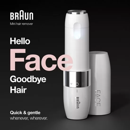 Braun Face FS1000 Mini Onthaarder voor Vrouwen - Elektrische Gezichtsontharing met Smartlight, Compact en Zacht voor een Gladde Huid - Wit