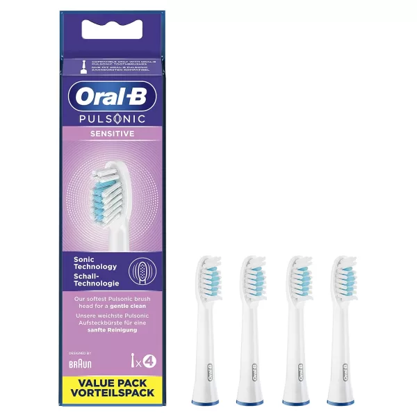 Braun Oral-B Pulsonic Sensitive Vervangende Borstelkoppen - 4 Stuks, Wit, Voor Optimale Tandverzorging & Comfort