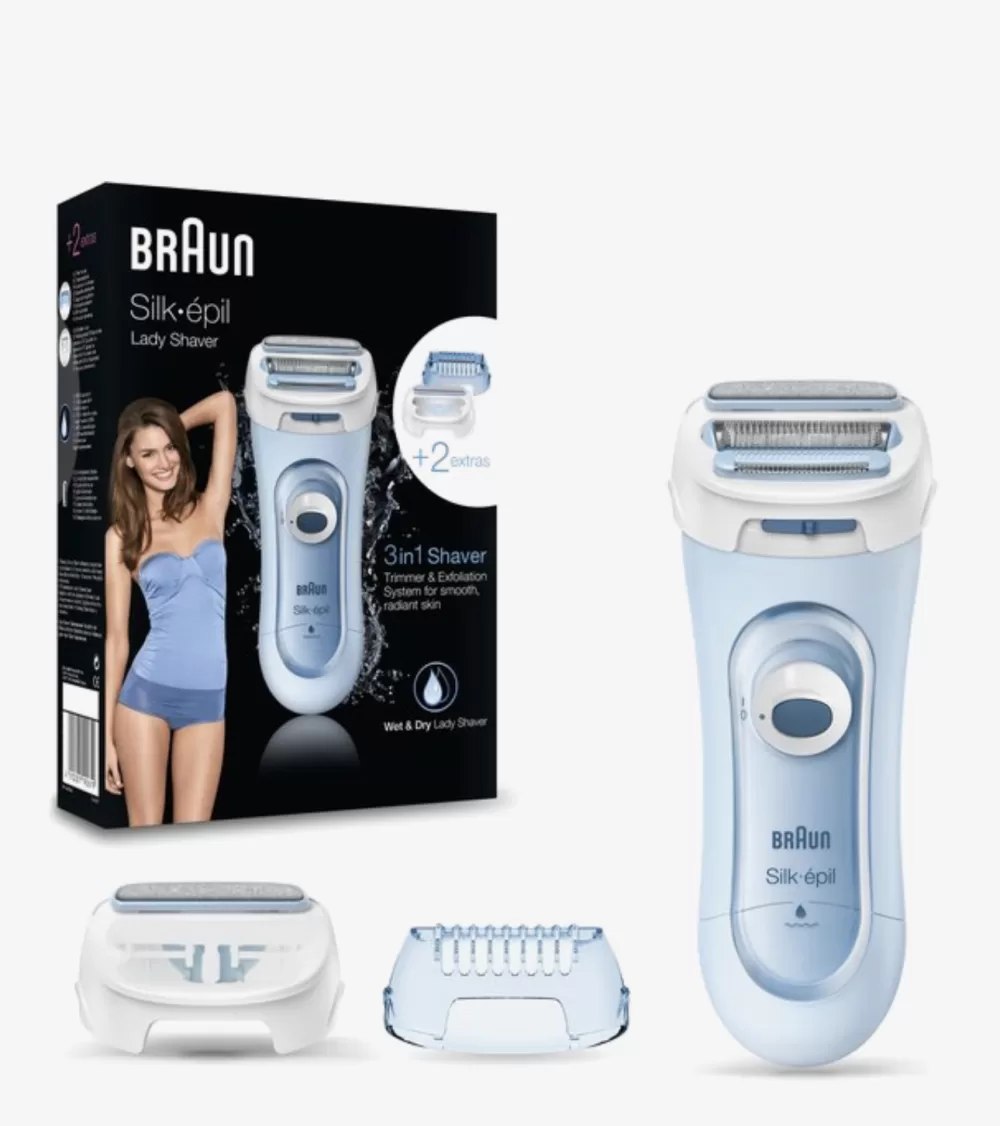 Braun Silk-épil Ladyshaver 5-160 – 3-in-1 Scheerapparaat, Trimmer & Scrubsysteem, Wet & Dry, Volledig Afspoelbaar, Ideaal voor Delicate Zones