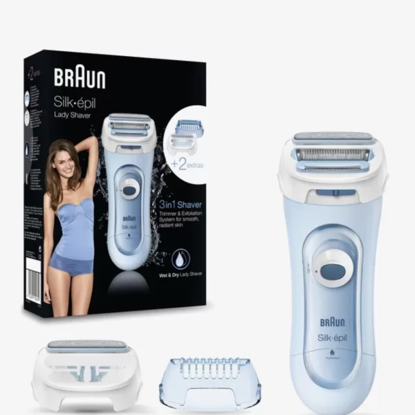 Braun Silk-épil Ladyshaver 5-160 – 3-in-1 Scheerapparaat, Trimmer & Scrubsysteem, Wet & Dry, Volledig Afspoelbaar, Ideaal voor Delicate Zones