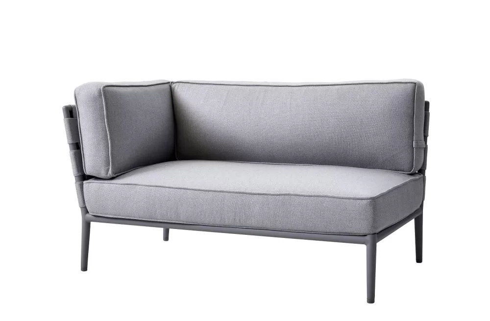 Cane-line Conic 2-Sitzer Sofa-Modul Rechts, Light Grey, Flexibel, Pflegeleicht, Design von Foersom & Hiort-Lorenzen, Outdoor-Möbel