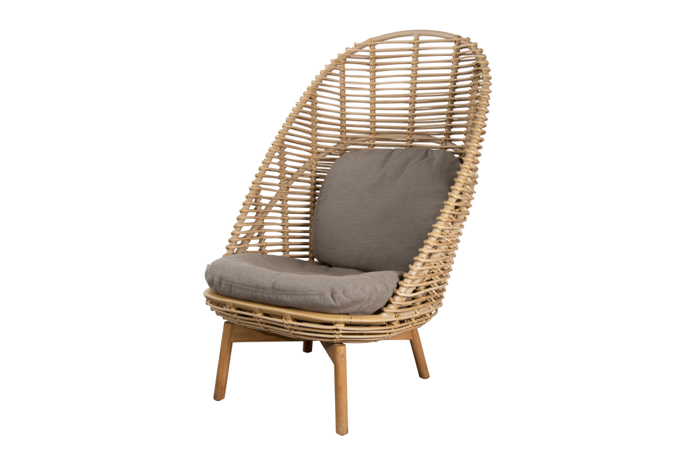 Cane-line Hive Highbacksessel Taupe | Teakholz, handgeflochtenes Cane-line Weave®, schnelltrocknende Polster für Outdoor-Lounge, elegantes Design