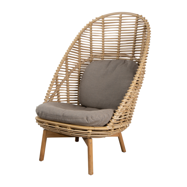 Cane-line Hive Highbacksessel Taupe | Teakholz, handgeflochtenes Cane-line Weave®, schnelltrocknende Polster für Outdoor-Lounge, elegantes Design