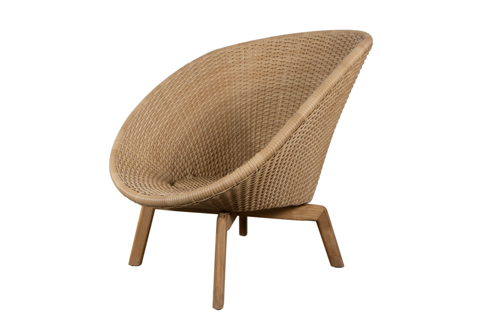 Cane-line Peacock Weave Loungesessel Natural mit Teakholzbeinen, witterungsbeständig, modernes Design, 91x93x87 cm, ideal für Terrasse und Garten