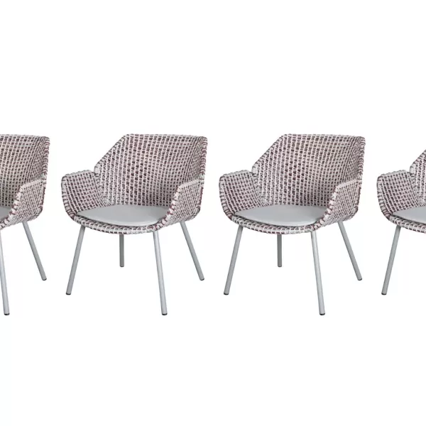 Cane-line Vibe Loungesessel 4er Set mit Light Grey Natté Kissen – Wetterfest, modern, Ausstellungsstück, 70x66x78 cm, langlebig, pflegeleicht