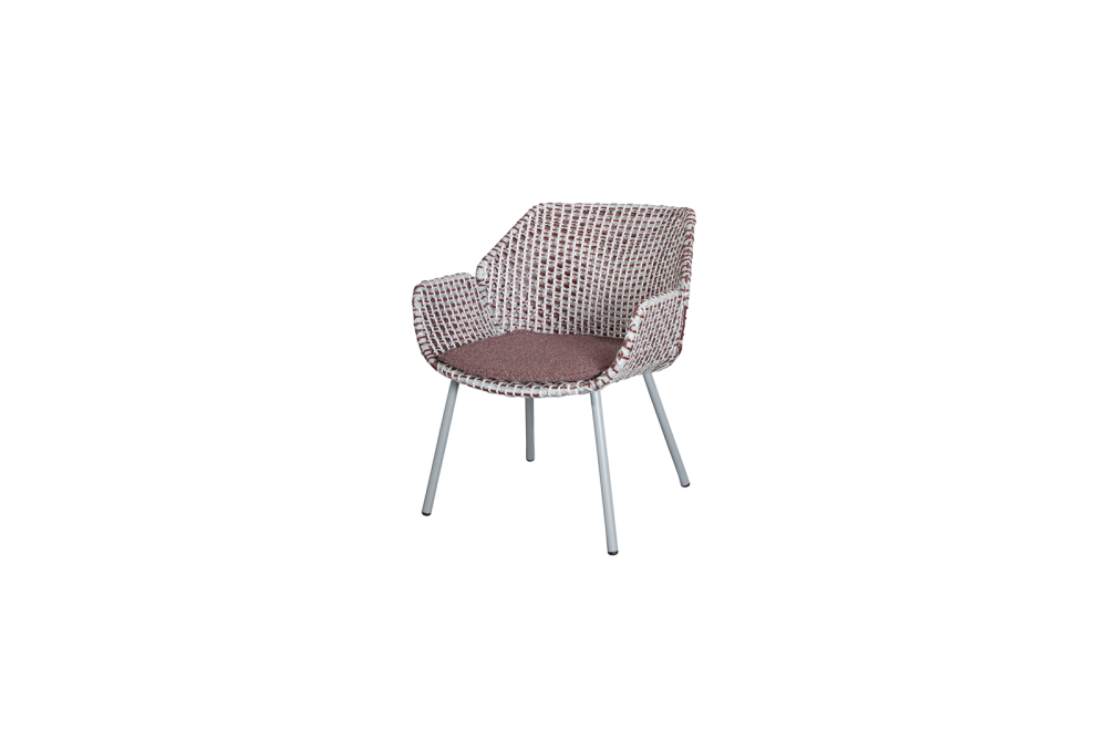 Cane-line Vibe Loungesessel Light Grey/Bordeaux mit Kissen – Wetterfest, modern & komfortabel für Garten & Terrasse, 70x66x78 cm