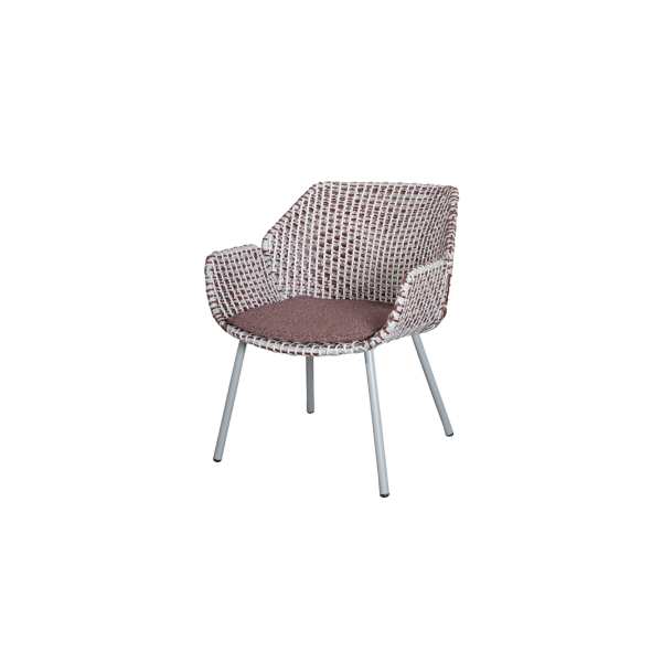 Cane-line Vibe Loungesessel Light Grey/Bordeaux mit Kissen – Wetterfest, modern & komfortabel für Garten & Terrasse, 70x66x78 cm