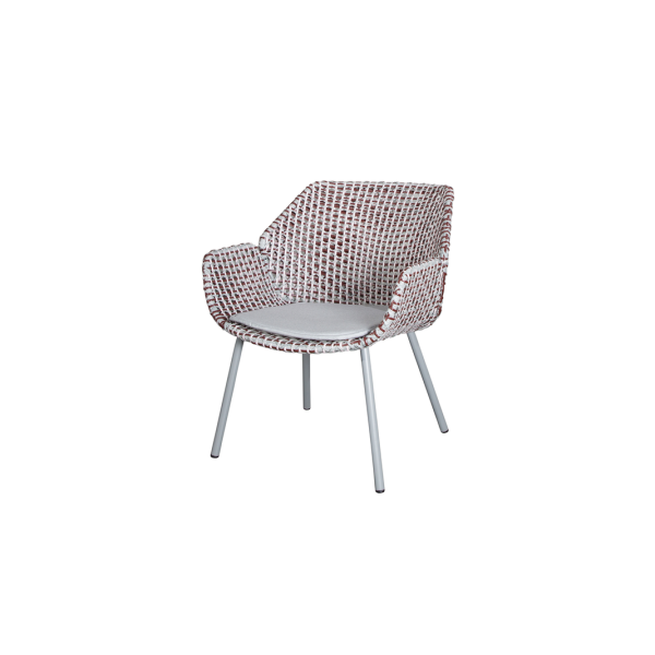 Cane-line Vibe Loungesessel - Light Grey/Bordeaux/Dusty Rose mit Light Grey Kissen, wetterfest, modern, komfortabel, 70x66x78 cm