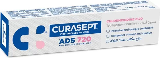 Curasept ADS 720 Gel-Tandpasta CHX 0,20% - 3x75ml | Antibacterieel, Bescherming tegen Tandvleesontsteking & Bacteriële Plaque, Alcoholvrij