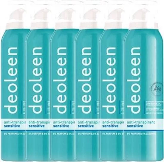 Deoleen Deodorant Spray voor Gevoelige Huid - 6x150ml Hypoallergeen, 0% Parfum & Alcohol, 24u Bescherming, Dermatologisch Getest