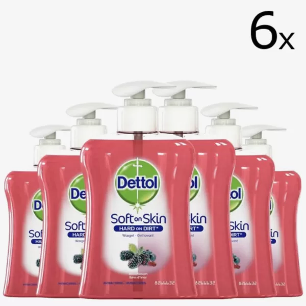 Dettol Handzeep Winterbessen 250ml (6-pack) – Antibacterieel, Dermatologisch Getest, Verzorgt en Beschermt, Pompdispenser