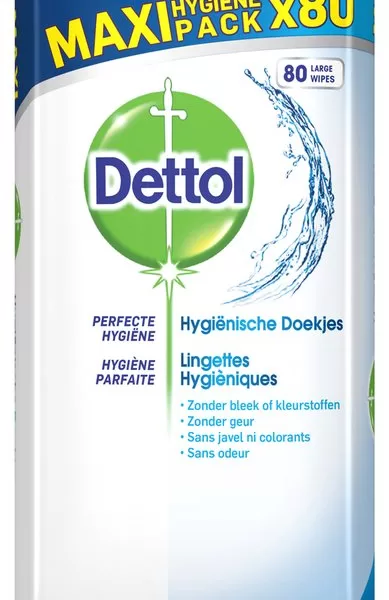 Dettol Schoonmaakdoekjes Power & Fresh - 80 Stuks - Hygiënisch, Krachtig tegen Vet en Vuil, Geen Bleek, Neutrale Geur, Vlekvrij