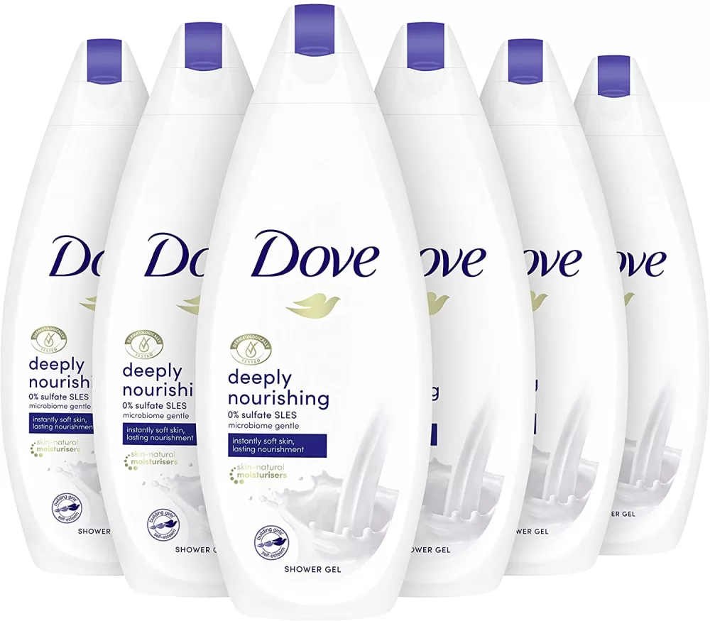 Dove Deeply Nourishing Douchegel - 6 x 500 ml | Hydraterende Crème voor Zachte Huid | Verzorgende Formule met NutriumMoisture