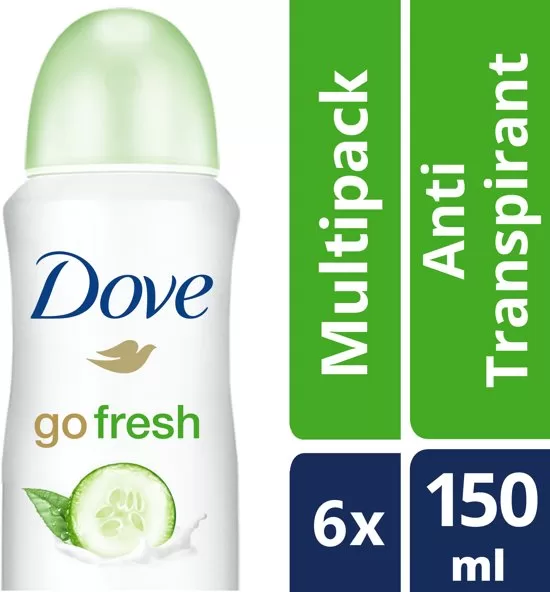 Dove Go Fresh Cucumber Anti-transpirant Deodorant Spray - 6 x 150 ml - 48 uur bescherming, hydraterende crème, frisse geur van komkommer & groene thee