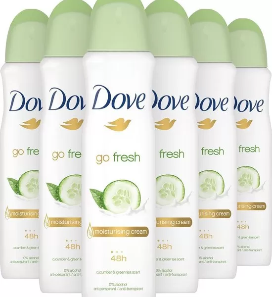 Dove Cucumber & Green Tea Deo Spray – 6er Pack, 150 ml pro Spray, erfrischender Schutz, sanfte Pflege, ideal für Alltag & Sport