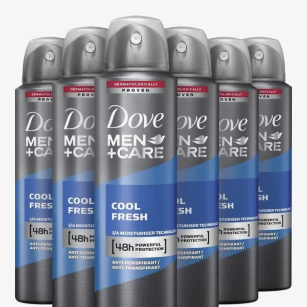 Dove Men+Care Cool Fresh Anti-Transpirant Deodorant Spray 6x150ml - 48u Bescherming, Alcoholvrij, Hydraterend, Verfrissende Geur voor Mannen