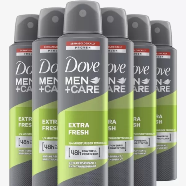 Dove Men+Care Deospray Extra Fresh - Voordeelverpakking 6 x 150 ml - 48 uur bescherming, hydraterende crème, kalmerend en revitaliserend