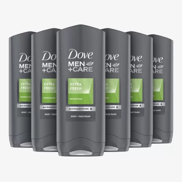 Dove Men+Care Extra Fresh Douchegel 6x250ml – Hydraterende Showergel voor Mannen, Verfrissend, met MicroMoisture Technologie, Hypoallergeen