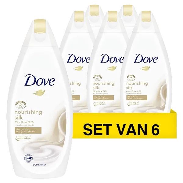 Dove Nourishing Silk Douchegel 450 ML - 6 Stuks | Hydraterende Shower Cream voor Zachte Huid & Voedende Formule