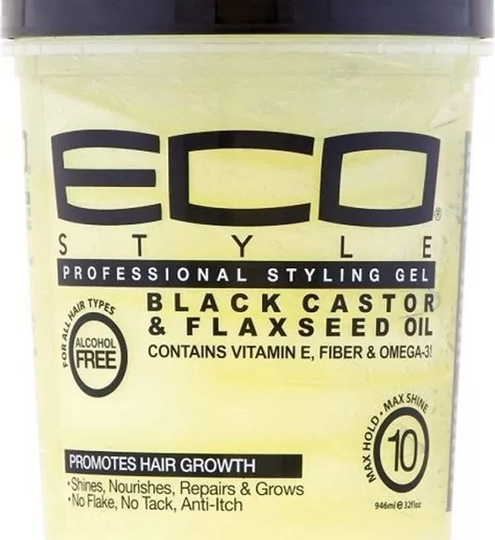 Eco Styler Black Castor & Flaxseed Oil Gel - 473ml | Natuurlijke Haarstyling & Hydratatie voor Alle Haartypes, Geen Residue