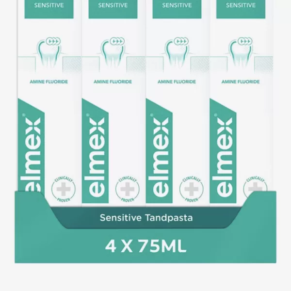 Elmex Sensitive Tandpasta Voordeelverpakking 4x75ml - Klinisch Bewezen Bescherming voor Gevoelige Tanden met Aminfluoride