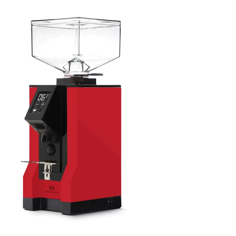 Eureka Mignon Specialita 15BL Kaffeemühle Rot/Schwarz, digitale Portionierung, 55mm Mahlwerk, Silent-Technologie, 250g Bohnenbehälter