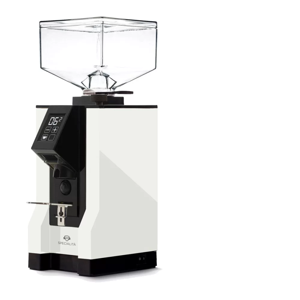 Eureka Mignon Specialita 15BL Kaffeemühle Weiß/Schwarz, digitale Portionierung, 55mm Mahlwerk, Silent-Technologie, 250g Bohnenbehälter