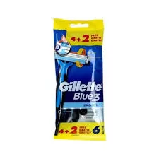 Gillette Blue3 Wegwerpmesjes voor Mannen - 6 Stuks, 3 Mesjes, Lubrastrip, 40° Draaiend Scheerhoofd, Easy Grip Handvat, Comfortabele Scheerbeurt