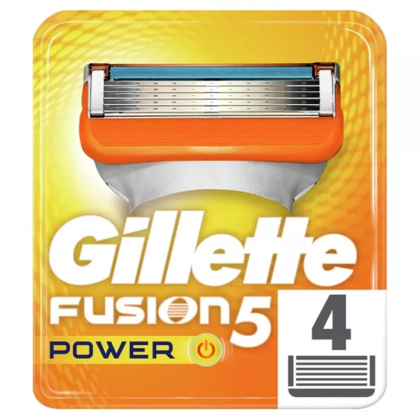 Gillette Fusion Power Scheermesjes - 4 Stuks, 5 Mesjes, Microtrillingen, Lubastrip, Precisie Trimmer, Comfortabel voor Gevoelige Huid