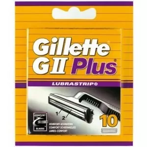 Gillette G2 Plus Scheermesjes - 10 Stuks, 2 Mesjes per Kop, Met Lubrastrip voor Een Comfortabele Scheerbeurt