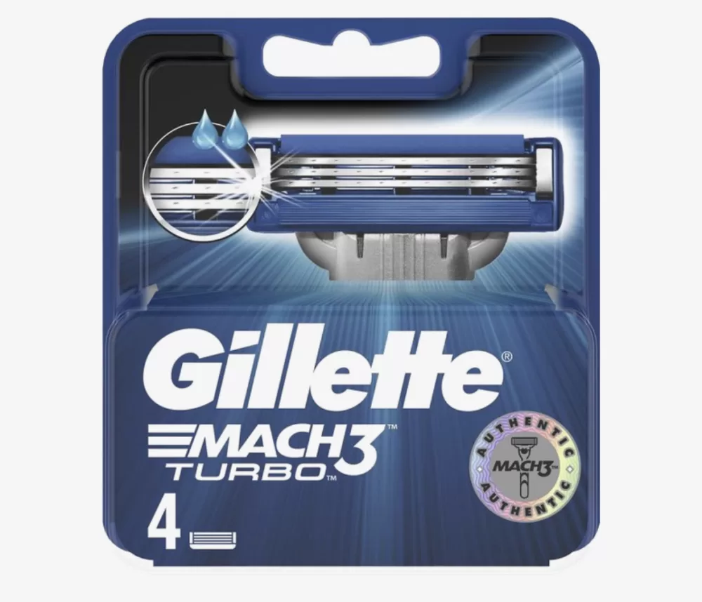 Gillette Mach3 Turbo Navulmesjes - 4 Stuks, Sterker dan Staal, Voor 15x Scheren, Lange Duur, Geschikt voor Alle Mach3 Handvatten