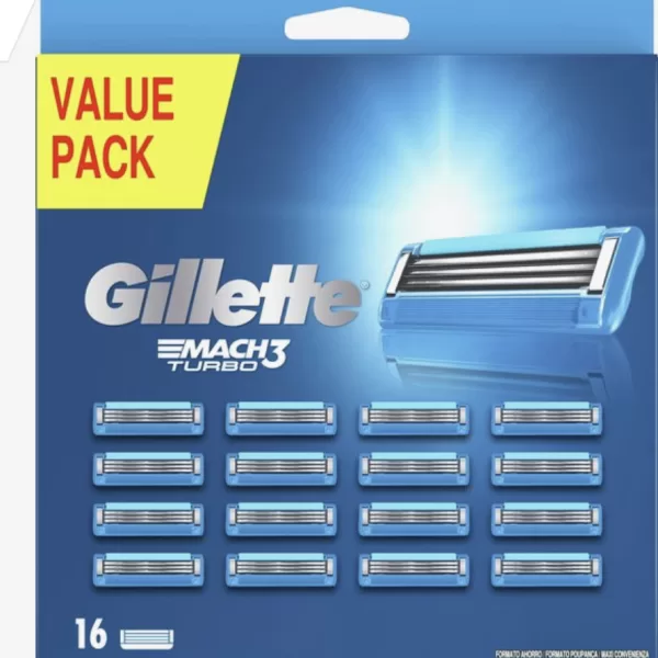 Gillette Mach 3 Turbo Rasierklingen – 16 Stück Packung, günstig & hochwertig, ideal für eine sanfte Rasur – jetzt bei drogisterijarmino.nl!