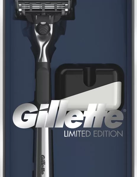 Gillette Mach3 Limited Edition Chrome Scheersysteem met Houder - Strak Design, Rubber Grip, 3 Mesjes voor Comfortabel Scheren