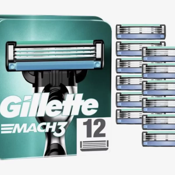 Gillette Mach3 Scheermesjes - 12 Stuks, 3 Mesjes per Verpakking, Voor Nauwkeurige, Gladde Scheerbeurt, Sterker dan Staal, Langdurig Gebruik