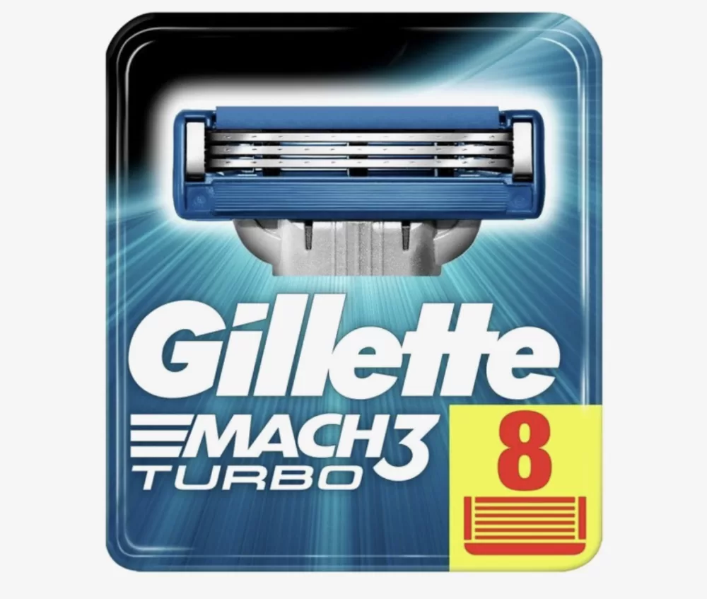 Gillette Mach3 Turbo Scheermesjes - 8 Stuks, Sterker dan Staal, Tot 15 Scheerbeurten, Ultiem Glijcomfort, Voor Alle Mach3 Systemen