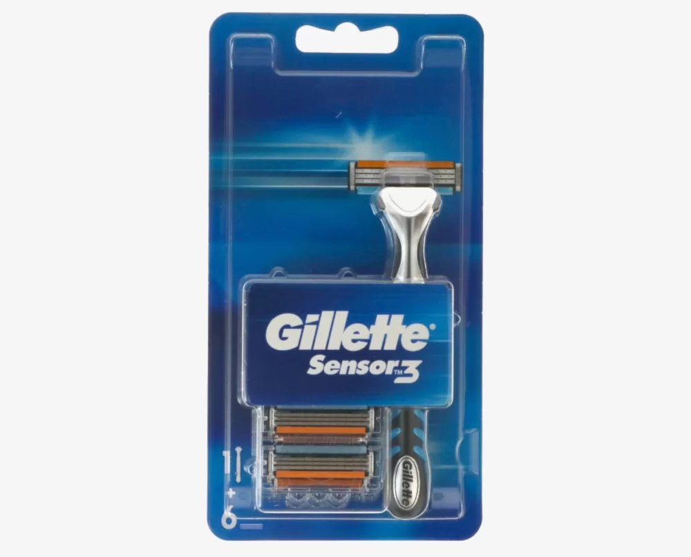 Gillette Sensor 3 Scheermes met 6 Vervangende Mesjes - Drie Mesjes, Lubrastrip, Draaibare Kop voor Comfortabel Scheren