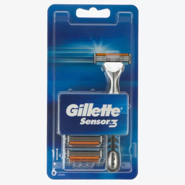 Gillette Sensor 3 Scheermes met 6 Vervangende Mesjes - Drie Mesjes, Lubrastrip, Draaibare Kop voor Comfortabel Scheren