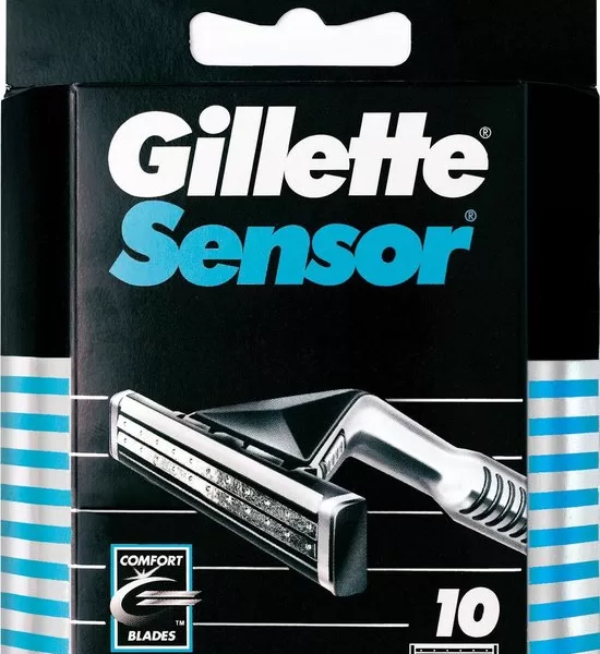 Gillette Sensor Wegwerpscheermesjes – 10 stuks, dubbele mesjes, bewegende scheerkop, Lubra-strip, geschikt voor alle Sensor apparaten