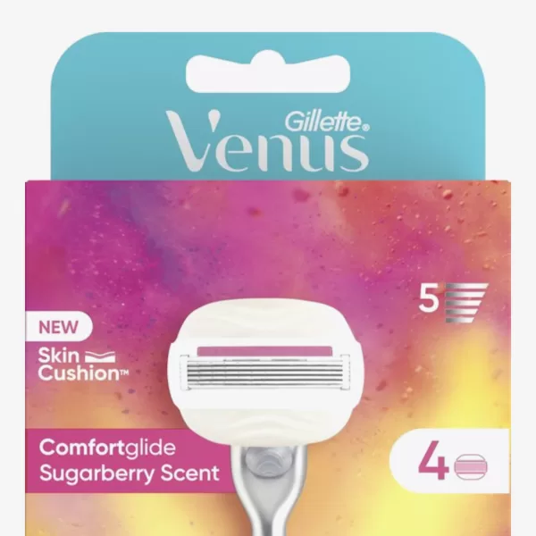 Gillette Venus Comfortglide Sugarberry - 4 Mesjes, Langdurige Gladheid, Huidverzorgende Vochtstrips, 5 Mesjes, Volledig Recyclebaar