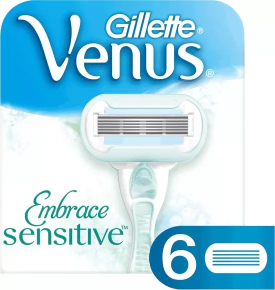 Gillette Venus Embrace Sensitive Scheermesjes - 6 stuks, 5 Mesjes, Aloë Vera, Dermatologisch Getest, Geschikt voor Gevoelige Huid