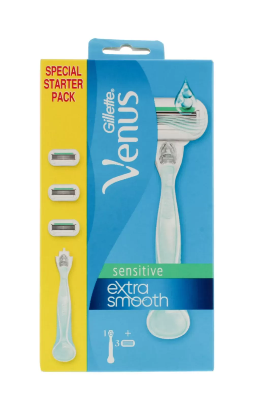 Gillette Venus Extra Smooth Sensitive Scheermes Starterpack - 3 Mesjes, 5 Mesjes, Dermatologisch Getest, 0% Irritatie, Voor Gevoelige Huid