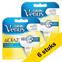 Gillette Venus & Olaz Scheermesjes (6 stuks) - 5 Mesjes met Olaz Scheergel-Kussentjes, Voor Zijdezachte Huid, Geschikt voor Alle Venus Handvatten