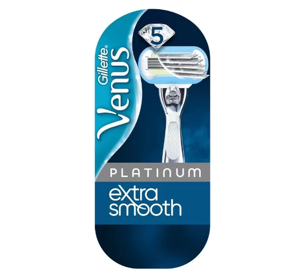 Gillette Venus Platinum Extra Glad Scheersysteem voor Vrouwen - 5 Mesjes, Metalen Handvat, Gladde Scheerbeurt, Watergeactiveerde Vochtstrip